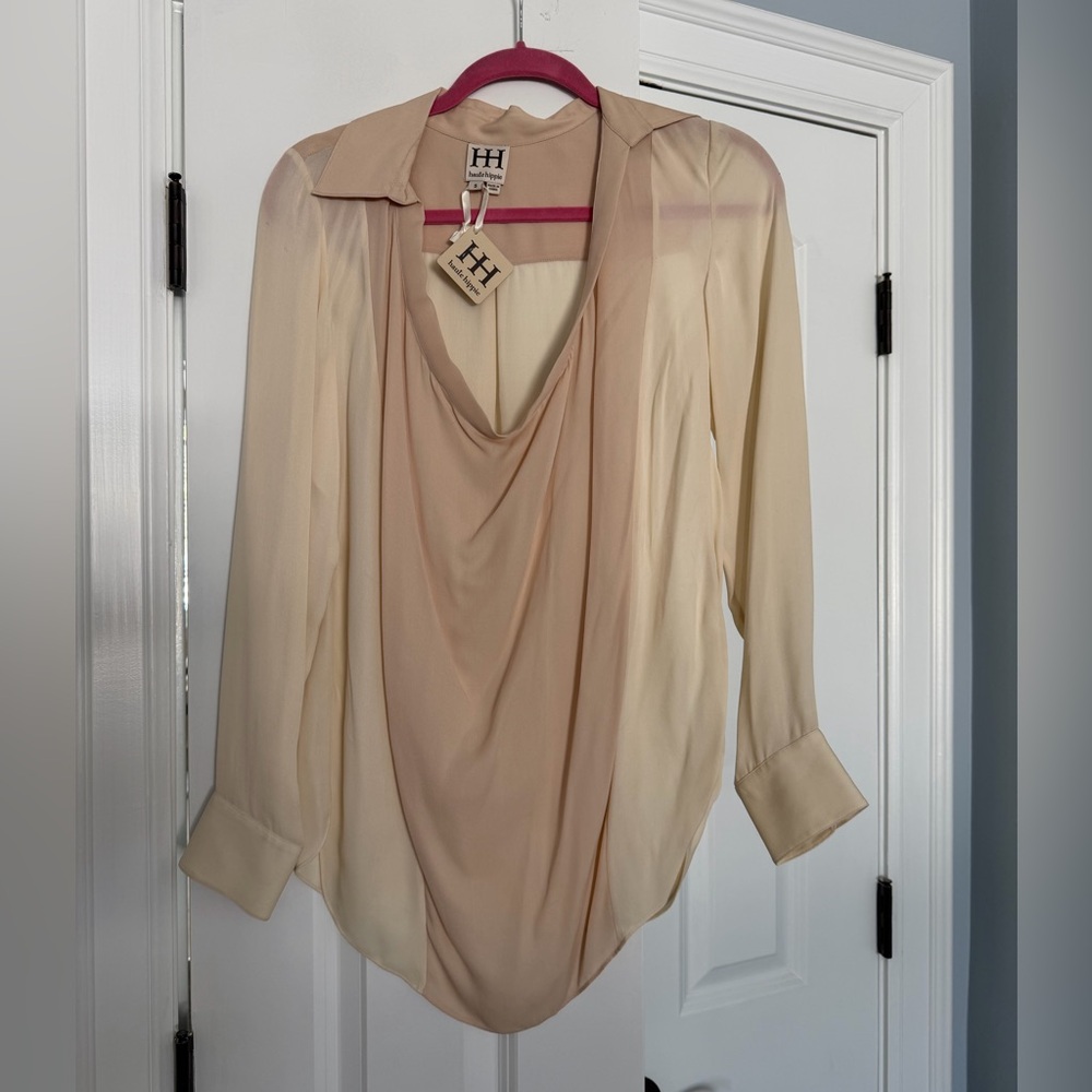 Haute Hippie Cream Drape Blouse